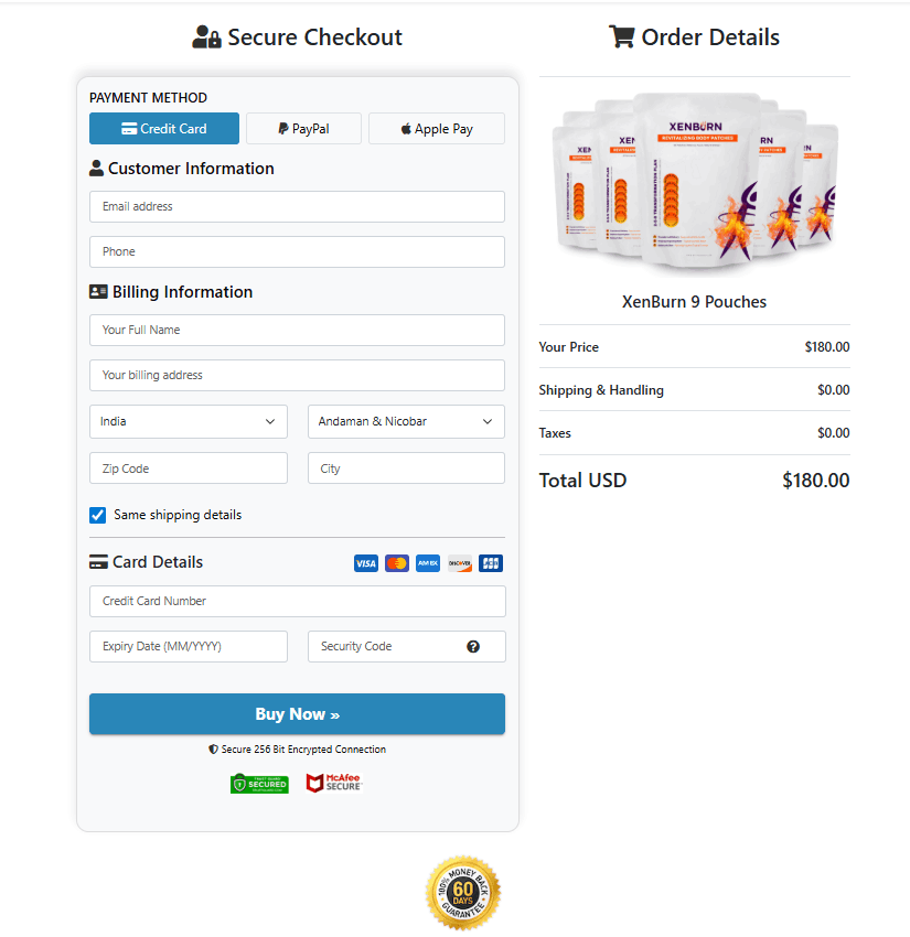 XenBurn 6 pouches slip